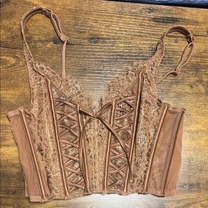 Victoria's Secret Lace Crop Top in Brown